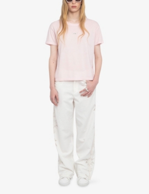 Zadig & Voltaire Womens Candy Marta Diamante-embellished Short-sleeve Cotton-blend T-shirt In Pink