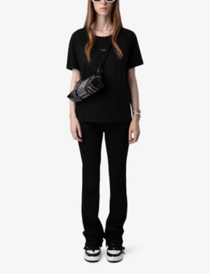 Zadig & Voltaire Marta Diamante Wings T-shirt In Noir