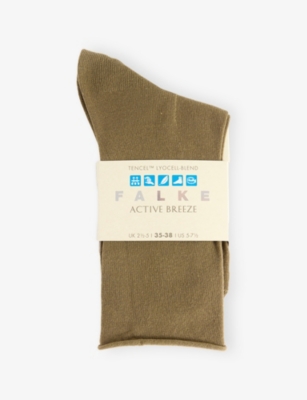 Falke Womens Crocodile Active Breeze Stretch-lyocell-blend Socks In Green