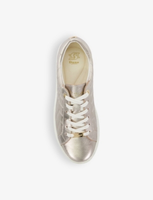 Dune Womens Gold Leather Egent Quilted Platform Low-top Trainers In Gold Leather