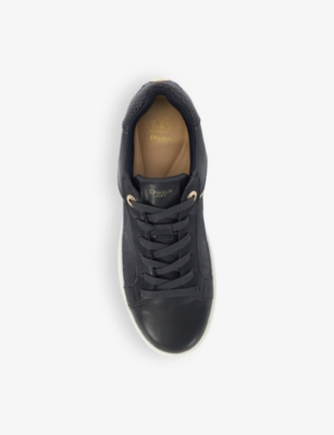 Dune Womens Vy Synthetic Elli Logo-embossed Flatform Faux-leather Low-top Trainers In Navy Synthetic