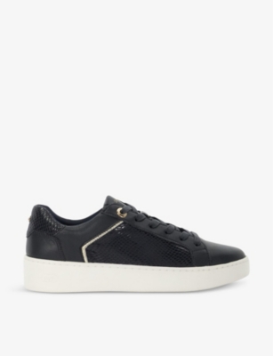 Dune Womens Vy Synthetic Elli Logo-embossed Flatform Faux-leather Low-top Trainers In Navy Synthetic