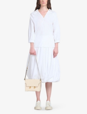 Marni Womens Shell Trunkaroo Branded-hardware Leather Shoulder Bag In Shell