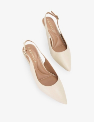 Carvela Womens Bone Allegra Slingback Heeled Faux-leather Pumps In Bone