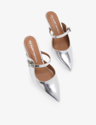 KG KURT GEIGER: Alina logo-buckle patent faux-leather heeled courts