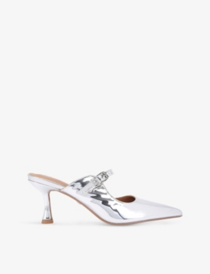 KG KURT GEIGER: Alina logo-buckle patent faux-leather heeled courts