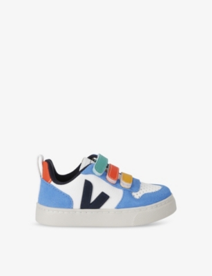 Shop Veja Kids' V-10 Leather Low-top Trainers Blue Othe In Blue Other