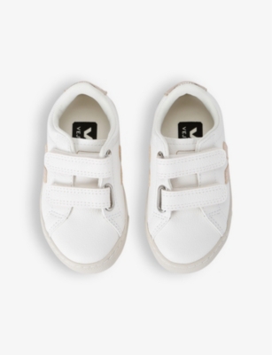 VEJA WHITE/OTH KIDS' ESPLAR LOGO-EMBROIDERED LEATHER LOW-TOP TRAINE 