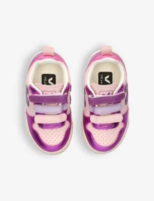 Shop Veja Pink Comb Kids' V-10 Leather Low-top Trainers Eur 26 / 8.5 Uk