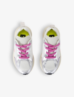 Veja Silver Com Kids' Canary Logo-embroidered Woven Low-top Trainers Eur 35 / 2.5 Uk In Silver Com