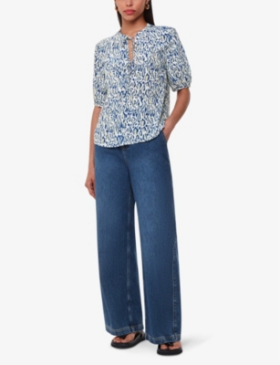WHISTLES: Jessie leopard-print short-sleeve woven blouse
