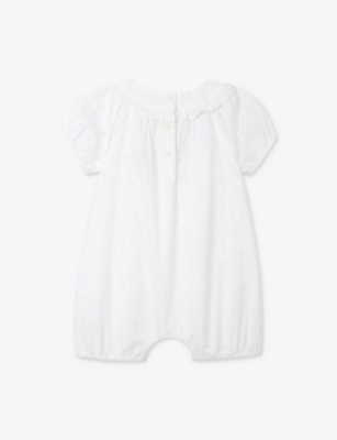 THE LITTLE WHITE COMPANY: Broderie Anglaise Short-Sleeve Cotton Romper 0-24 Months