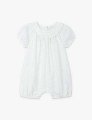 THE LITTLE WHITE COMPANY: Broderie Anglaise Short-Sleeve Cotton Romper 0-24 Months