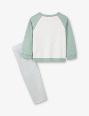 THE LITTLE WHITE COMPANY: Turtle-Embroidered Long-Sleeve Organic-Cotton Sweatshirt and Trouser Set 0-18 months