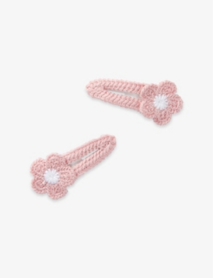 THE LITTLE WHITE COMPANY: Floral Pack of Two Crochet Hair Clips