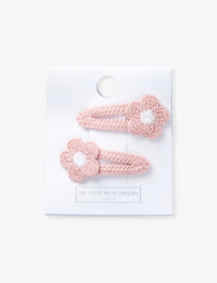 THE LITTLE WHITE COMPANY: Floral Pack of Two Crochet Hair Clips
