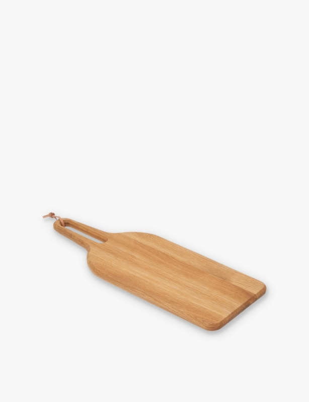 Elongated-handle oak-wood chopping board 50cm x 20cm