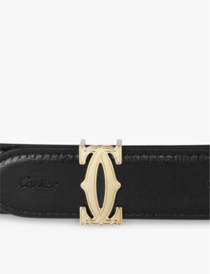 Cartier C De  Leather Belt In Black & Cherry Red