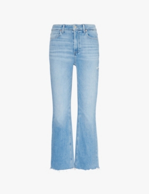 Shop Paige Womens  Claudine Raw-hem Wide-leg High Rise Stretch Denim-blend Jeans In Nostalgia W/ Curio Hem