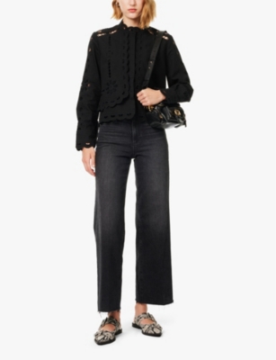 "Anessa 31"" faded-wash wide-leg high-rise denim-blend jeans"
