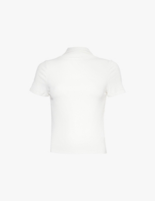 PAIGE WOMENS IVORY BLANCHE RIBBED STRETCH-WOVEN TOP 