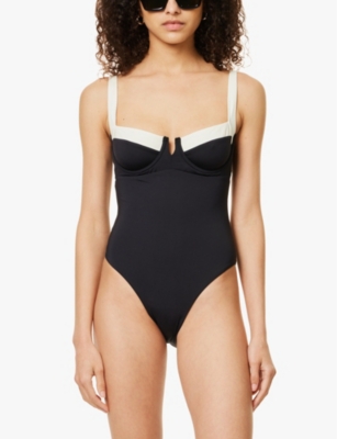 Clovelly sweetheart-neck stretch-recycled nylon swimsuit