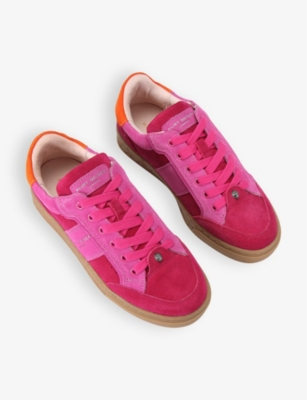 Kurt Geiger Suede Kensington Slim Cupsole Sneakers In Fushia Cmb