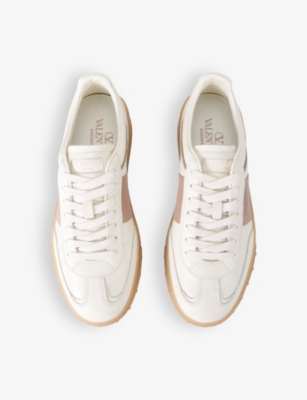 Valentino Upvillage Logo-panel Leather Low-top Trainers In White/comb