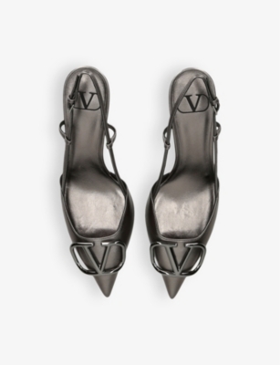 VALENTINO GARAVANI: VLogo slingback leather heeled courts