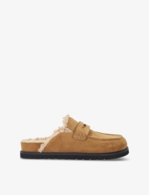 DUNE Goldy faux-shearling lined suede mules