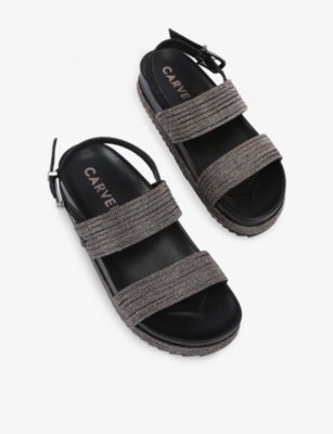 CARVELA WOMENS CARVELA GALA CRYSTAL-EMBELLISHED WOVEN SANDALS 