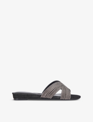 Carvela Womens Black Gala Backless Crystal-embellished Mules