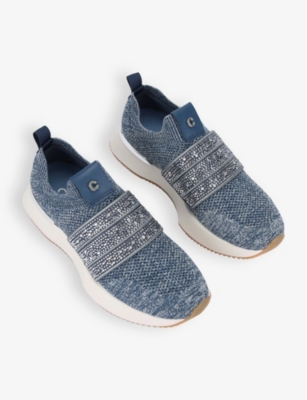 CARVELA WOMENS FLARE SPARKLE LOW-TOP KNITTED TRAINERS DENIM EUR 36 / 3 UK 