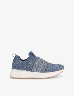Carvela Womens Denim Flare Sparkle Low-top Knitted Trainers