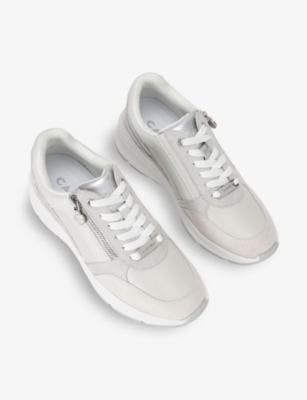 CARVELA: Stride zip-embellished faux-leather low-top trainers