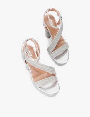 CARVELA WOMENS SILVER GALA JEWEL-EMBELLISHED WOVEN PLATFORM SANDAL EUR 40 / 7 UK 