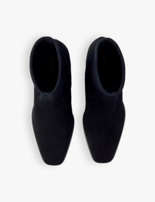 LK BENNETT: Harp square-toe suede heeled ankle boots