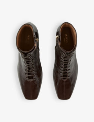 LK BENNETT: Arabella lace-up leather heeled ankle boots