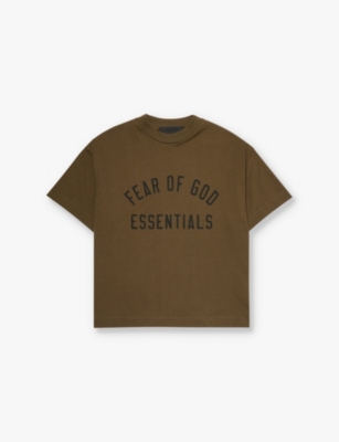 Essentials Crew-neck Brand-print Cotton-jersey T-shirt 2-16 Years Oliv In Olive