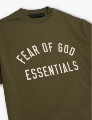 FEAR OF GOD ESSENTIALS: Crewneck brand-patch relaxed-fit cotton-jersey T-shirt 2-16 years