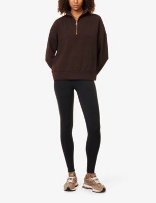 Varley Doublesoft Hawley Half-zip Sweatshirt In Brown