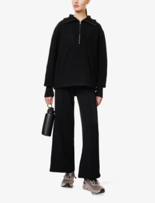 Varley Womens Drawstring-waistband Wide-leg Mid-rise Stretch-woven Trousers Black In Black
