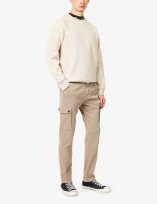 Replay Mens Sand Jaan Flap-pocket Tapered-leg Stretch-cotton Trousers In Neutral