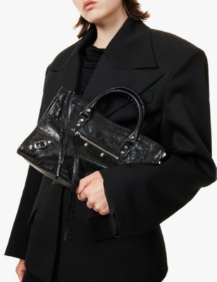 Balenciaga Small Le City Arena Lamb Bag In Black