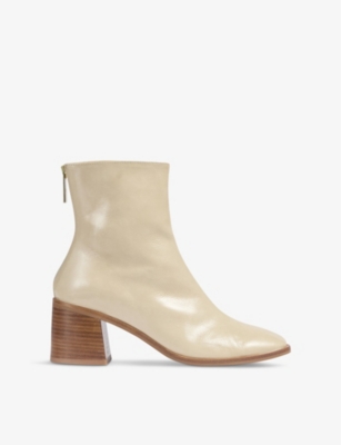 Lk Bennett Womens Cre-ecru Camila Crinkled Patent-leather Ankle Boots In Cre-ecru