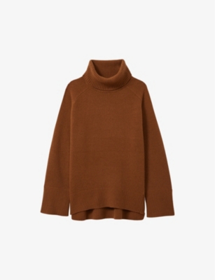 Reiss Womens Eliza Roll-neck Wool-cashmere Knitted Jumper Toffee