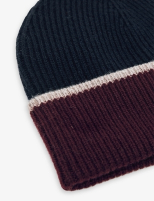 REISS: Filipa contrast-trim wool-blend beanie hat