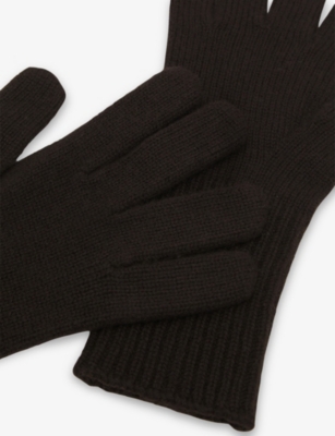Reiss Womens Chocolate Florise Contrast-trim Wool-blend Gloves In Black