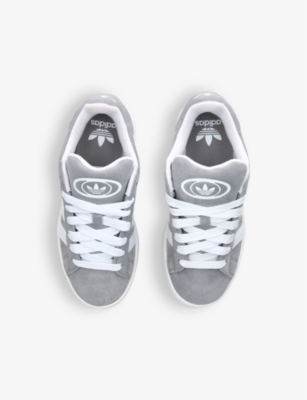 Adidas Originals Grey/light Kids' Campus 00s Brand-stripe Low-top Suede Trainers In Grey/light