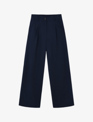 The White Company S Vintindigo Wide-leg High-rise Woven Trousers In Vintindigo
